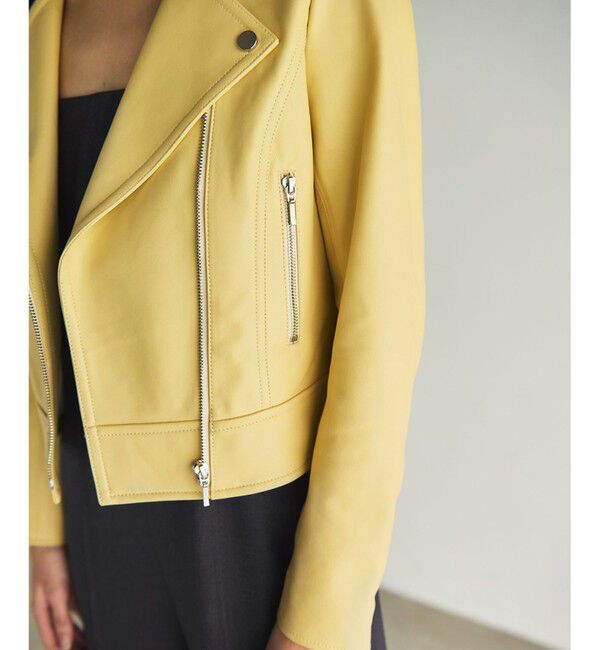 GRACE CONTINENTAL「ノーカラーレザーライダースジャケット」|ライダースジャケット|