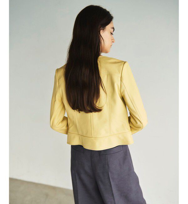 GRACE CONTINENTAL「ノーカラーレザーライダースジャケット」|ライダースジャケット|