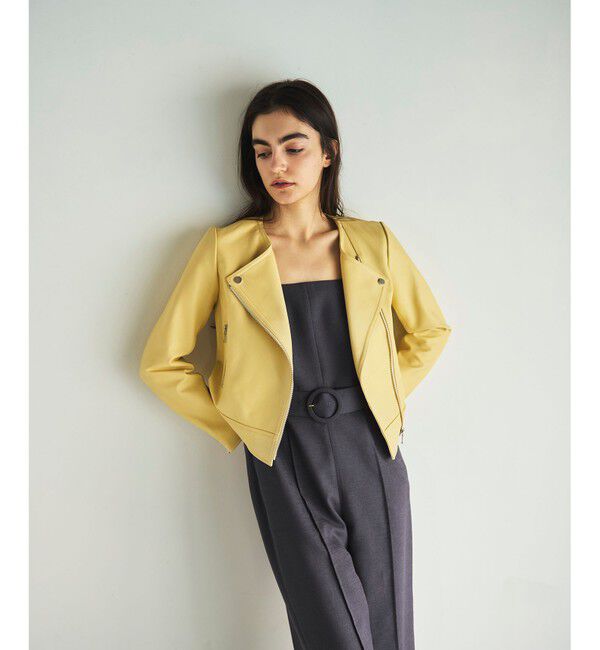 GRACE CONTINENTAL「ノーカラーレザーライダースジャケット」|ライダースジャケット|