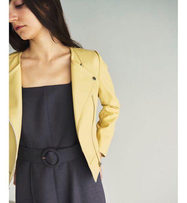 GRACE CONTINENTAL「ノーカラーレザーライダースジャケット」|ライダースジャケット|