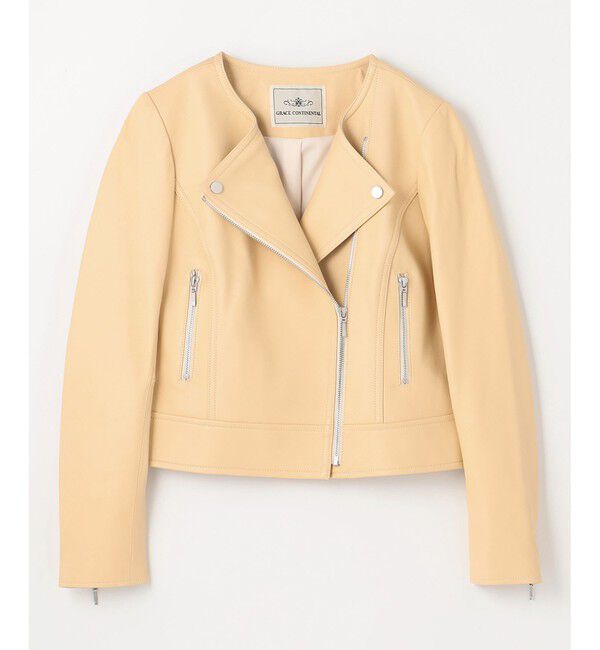 GRACE CONTINENTAL「ノーカラーレザーライダースジャケット」|ライダースジャケット|