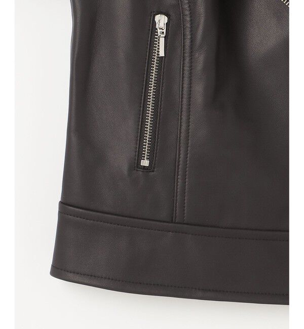 GRACE CONTINENTAL「ノーカラーレザーライダースジャケット」|ライダースジャケット|