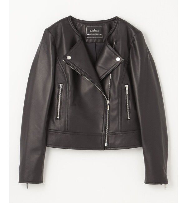 GRACE CONTINENTAL「ノーカラーレザーライダースジャケット」|ライダースジャケット|