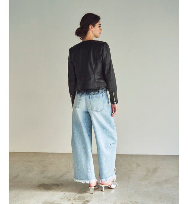 GRACE CONTINENTAL「ノーカラーレザーライダースジャケット」|ライダースジャケット|