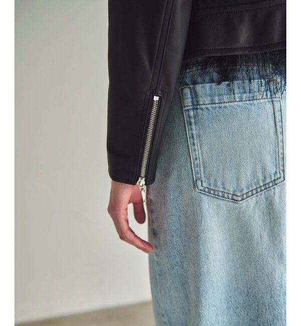 GRACE CONTINENTAL「ノーカラーレザーライダースジャケット」|ライダースジャケット|