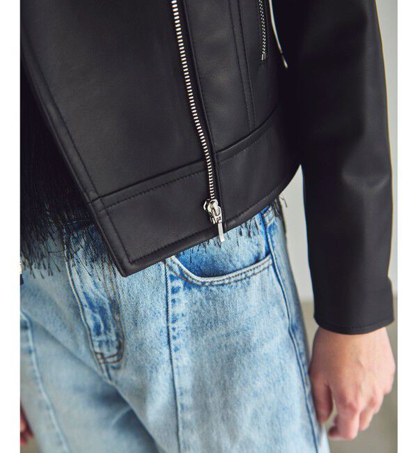 GRACE CONTINENTAL「ノーカラーレザーライダースジャケット」|ライダースジャケット|