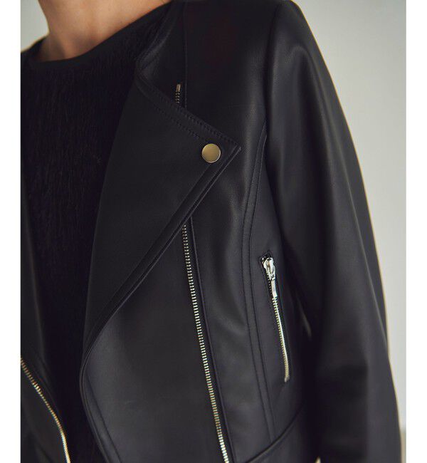 GRACE CONTINENTAL「ノーカラーレザーライダースジャケット」|ライダースジャケット|