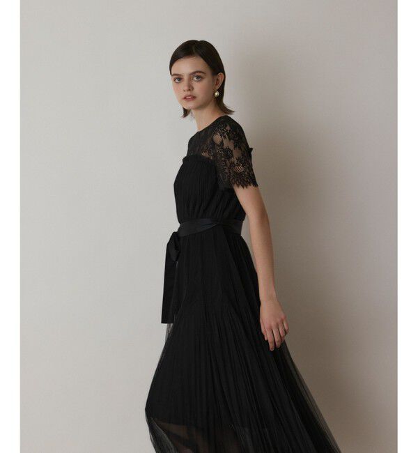 GRACE CONTINENTAL「チュールプリーツドレス」|ドレス|ブラック