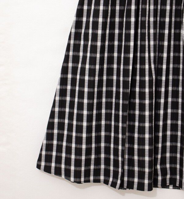 NOLLEY'S「ウォッシャブルチェックタフタロングスカート」|フレア|