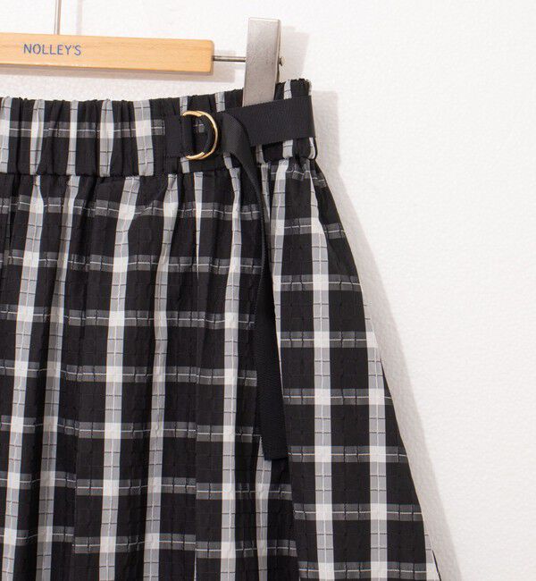 NOLLEY'S「ウォッシャブルチェックタフタロングスカート」|フレア|