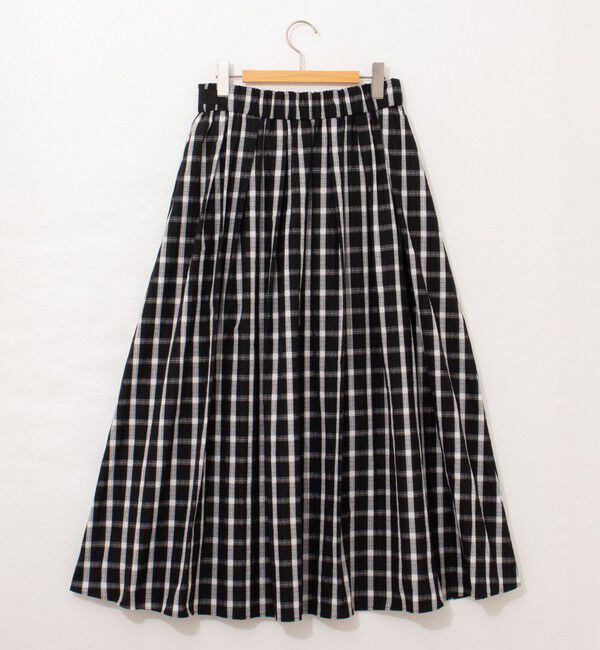 NOLLEY'S「ウォッシャブルチェックタフタロングスカート」|フレア|
