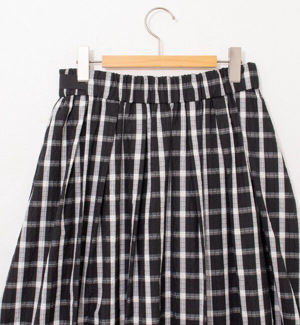 NOLLEY'S「ウォッシャブルチェックタフタロングスカート」|フレア|
