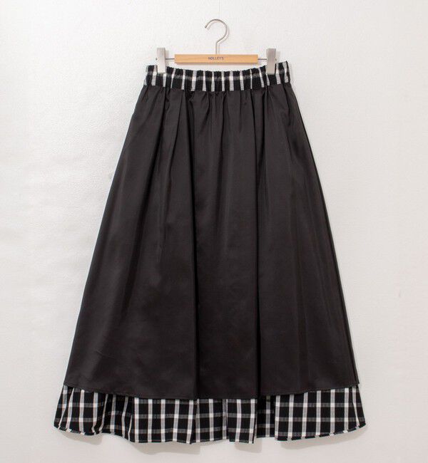 NOLLEY'S「ウォッシャブルチェックタフタロングスカート」|フレア|