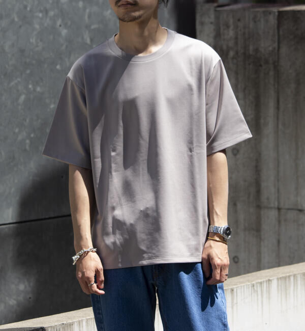 GLOSTER「【GLOSTER/グロスター】ポンチオーバーサイズ クルーネックTシャツ サイドスリット」|Tシャツ・カットソー|