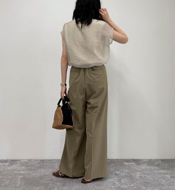 fredy emue「【吸水速乾/接触冷感/ウォッシャブル/防シワ加工】接触冷感タックスラックスパンツ」|スラックス|