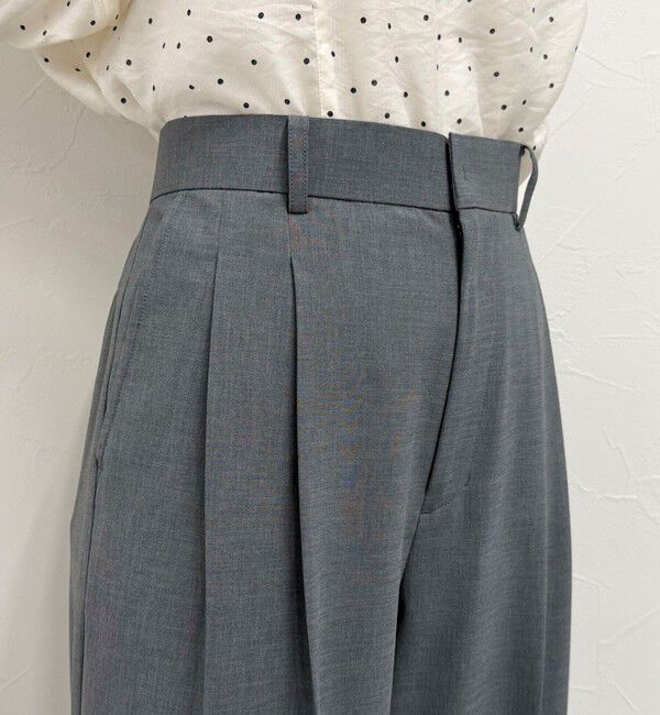 fredy emue「【吸水速乾/接触冷感/ウォッシャブル/防シワ加工】接触冷感タックスラックスパンツ」|スラックス|