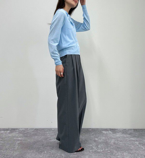 fredy emue「【吸水速乾/接触冷感/ウォッシャブル/防シワ加工】接触冷感タックスラックスパンツ」|スラックス|