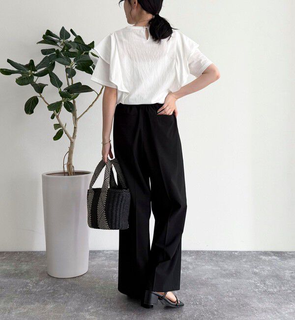 fredy emue「ラッフルショルダー半袖Tシャツ」|Tシャツ・カットソー|