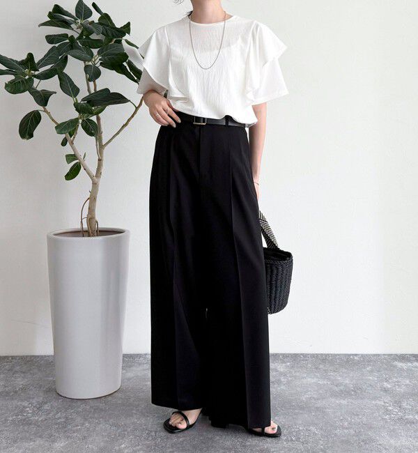 fredy emue「ラッフルショルダー半袖Tシャツ」|Tシャツ・カットソー|