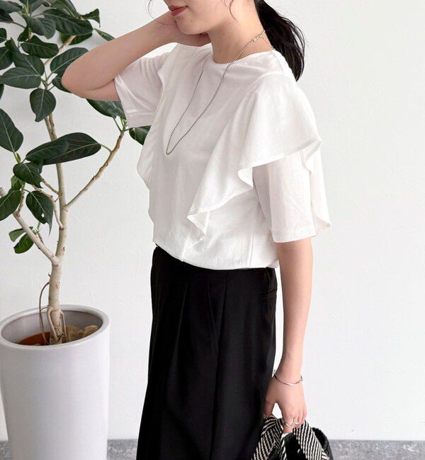 fredy emue「ラッフルショルダー半袖Tシャツ」|Tシャツ・カットソー|