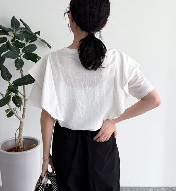 fredy emue「ラッフルショルダー半袖Tシャツ」|Tシャツ・カットソー|