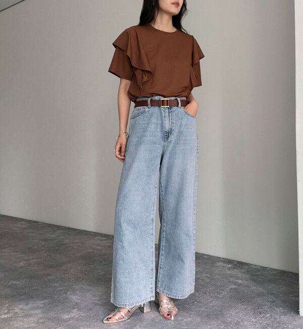 fredy emue「ラッフルショルダー半袖Tシャツ」|Tシャツ・カットソー|