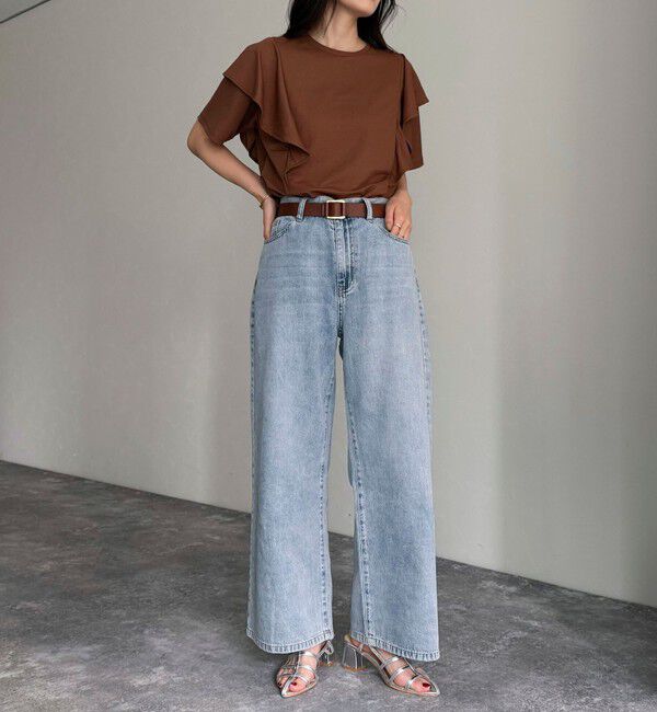 fredy emue「ラッフルショルダー半袖Tシャツ」|Tシャツ・カットソー|