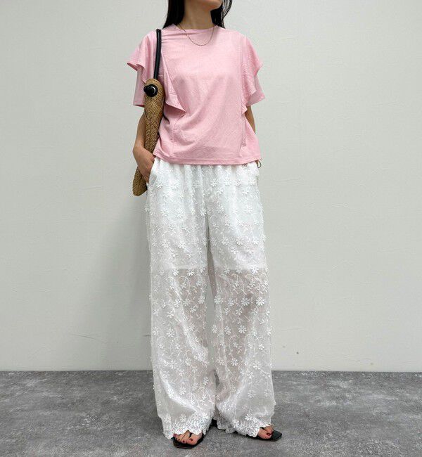 fredy emue「ラッフルショルダー半袖Tシャツ」|Tシャツ・カットソー|