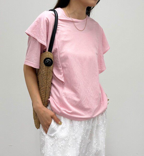 fredy emue「ラッフルショルダー半袖Tシャツ」|Tシャツ・カットソー|
