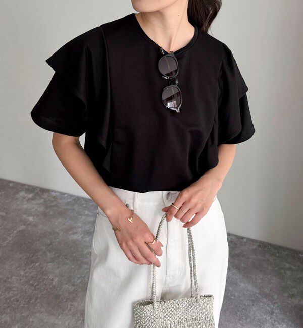 fredy emue「ラッフルショルダー半袖Tシャツ」|Tシャツ・カットソー|
