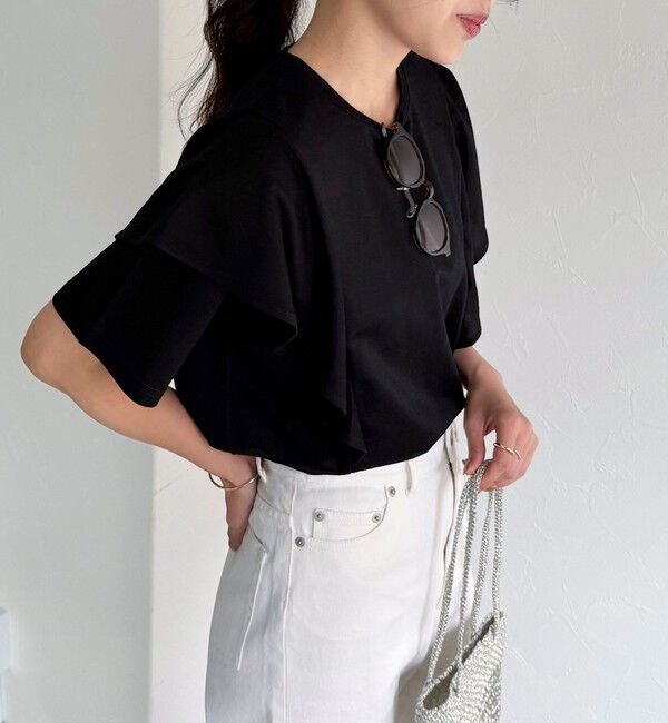 fredy emue「ラッフルショルダー半袖Tシャツ」|Tシャツ・カットソー|