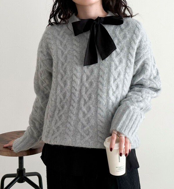 fredy emue「ふわふわ柄編みニットプルオーバー」|ニット・セーター|