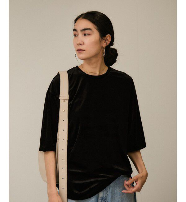 SALON adam et rope'「トリアセベロアボックスTシャツ［セットアップ対応］」|Tシャツ・カットソー|ブラック(01)