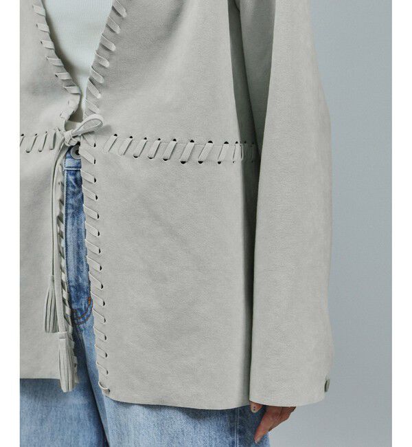 SALON adam et rope'「ウルトラスウェードノーカラータッセルジャケット」|ノーカラージャケット|