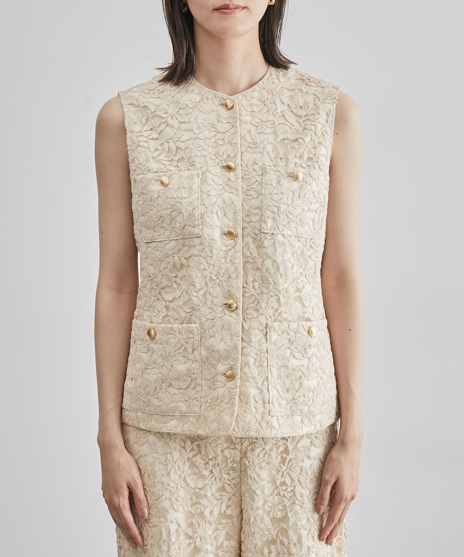 ROPE「リバーレースベスト/セットアップ対応」|ベスト・ジレ|