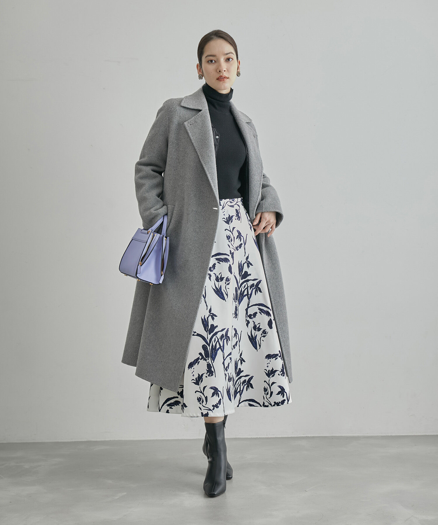 ROPE「サテンフレアスカート（無地/花柄）」|スカート|