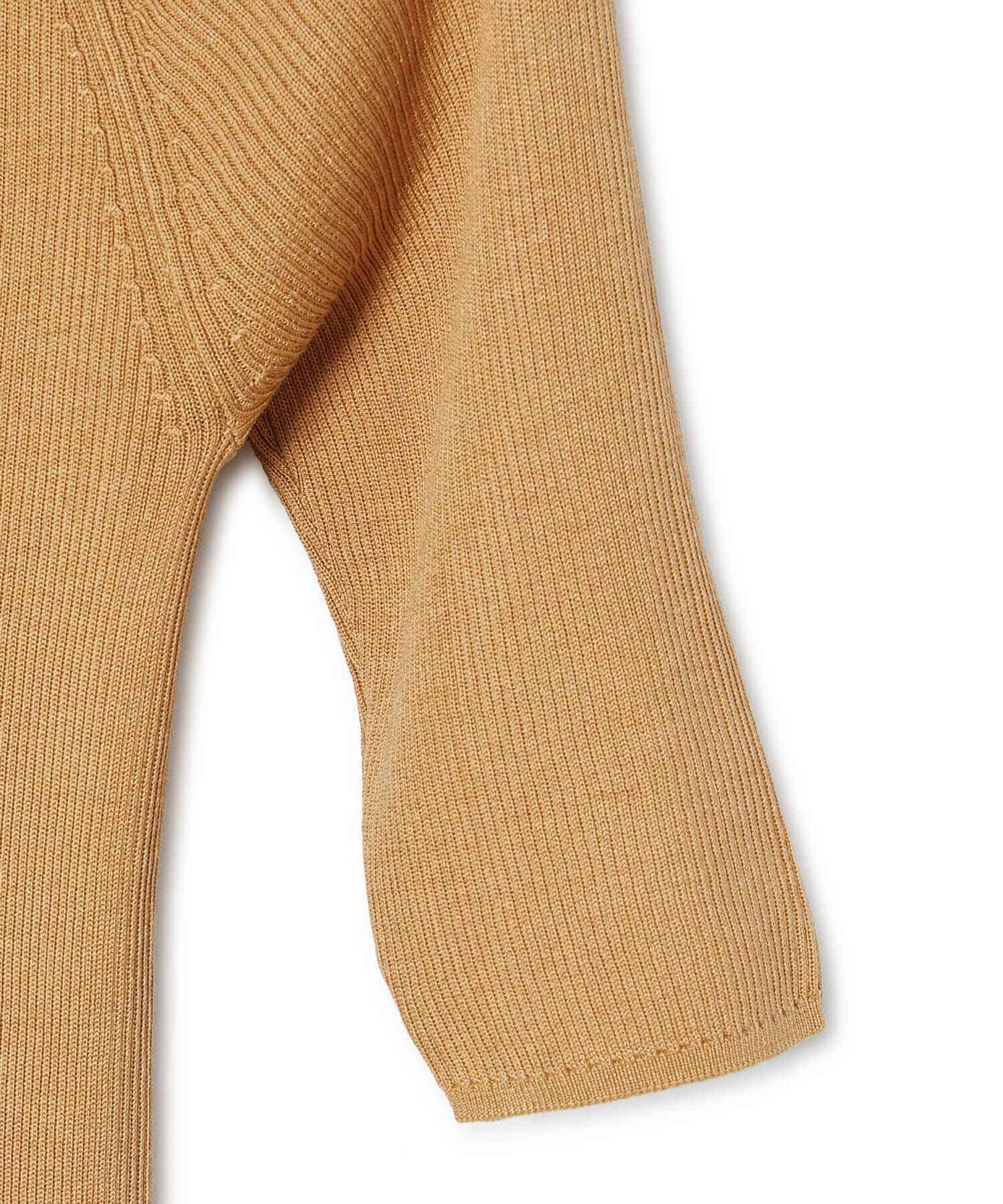 ROPE「【洗える】シルク100％ 5分袖リブトップス/スキンニット」|Tシャツ・カットソー|