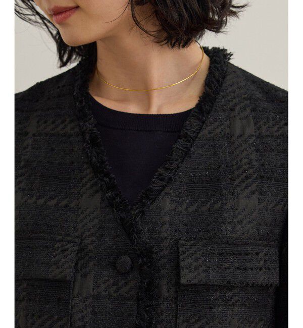 ROPE「サマーツイードハーフスリーブジャケット」|ノーカラージャケット|