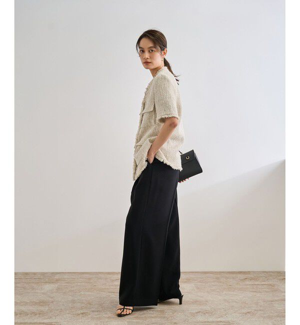 ROPE「サマーツイードハーフスリーブジャケット」|ノーカラージャケット|