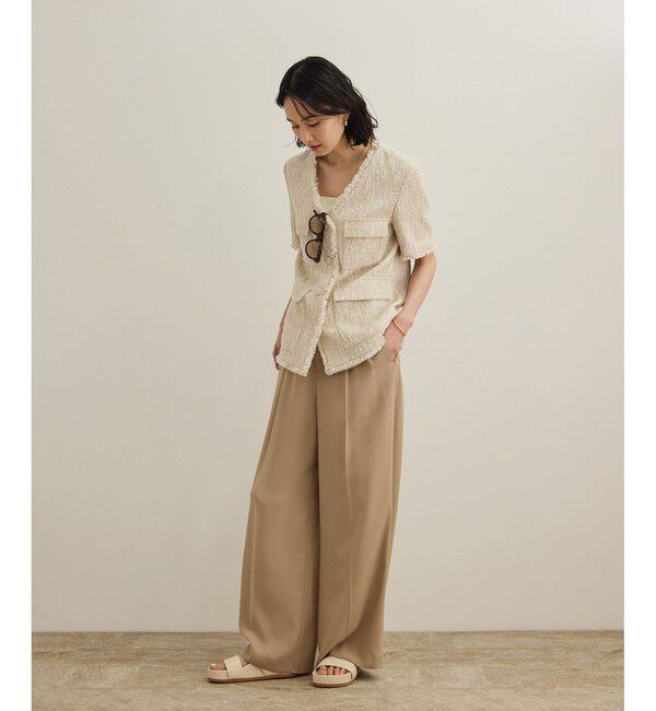 ROPE「サマーツイードハーフスリーブジャケット」|ノーカラージャケット|