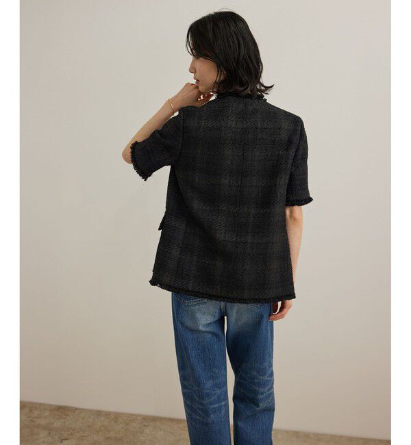 ROPE「サマーツイードハーフスリーブジャケット」|ノーカラージャケット|