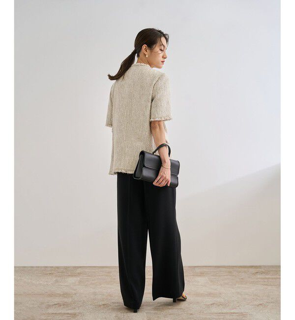 ROPE「サマーツイードハーフスリーブジャケット」|ノーカラージャケット|