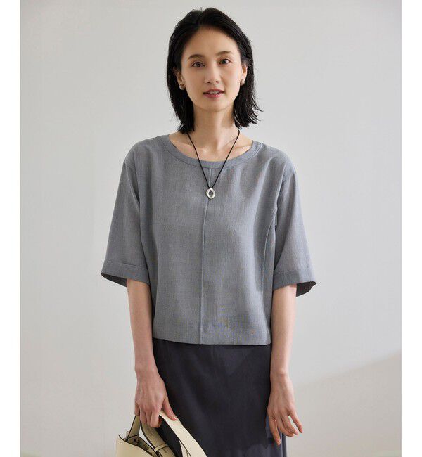 ROPE「【WEB・一部店舗限定】リネンライクアウトシームプルオーバーブラウス/洗える」|シャツ・ブラウス|グレー(07)
