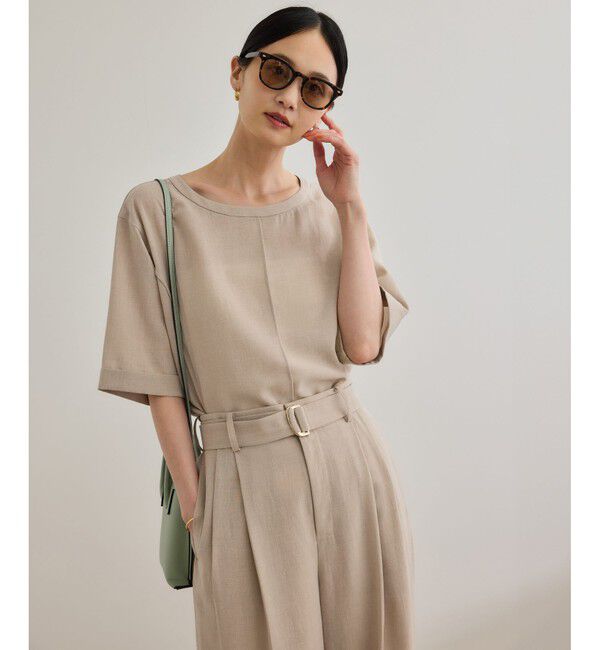 ROPE「【WEB・一部店舗限定】リネンライクアウトシームプルオーバーブラウス/洗える」|シャツ・ブラウス|