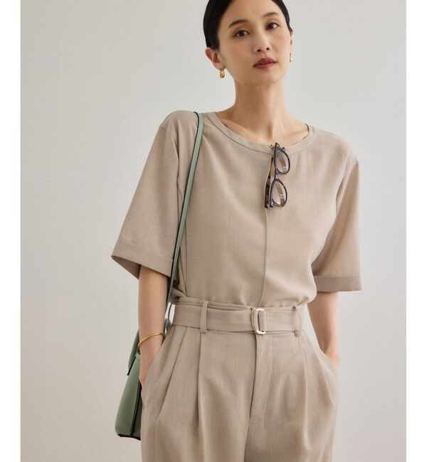 ROPE「【WEB・一部店舗限定】リネンライクアウトシームプルオーバーブラウス/洗える」|シャツ・ブラウス|ベージュ系(29)