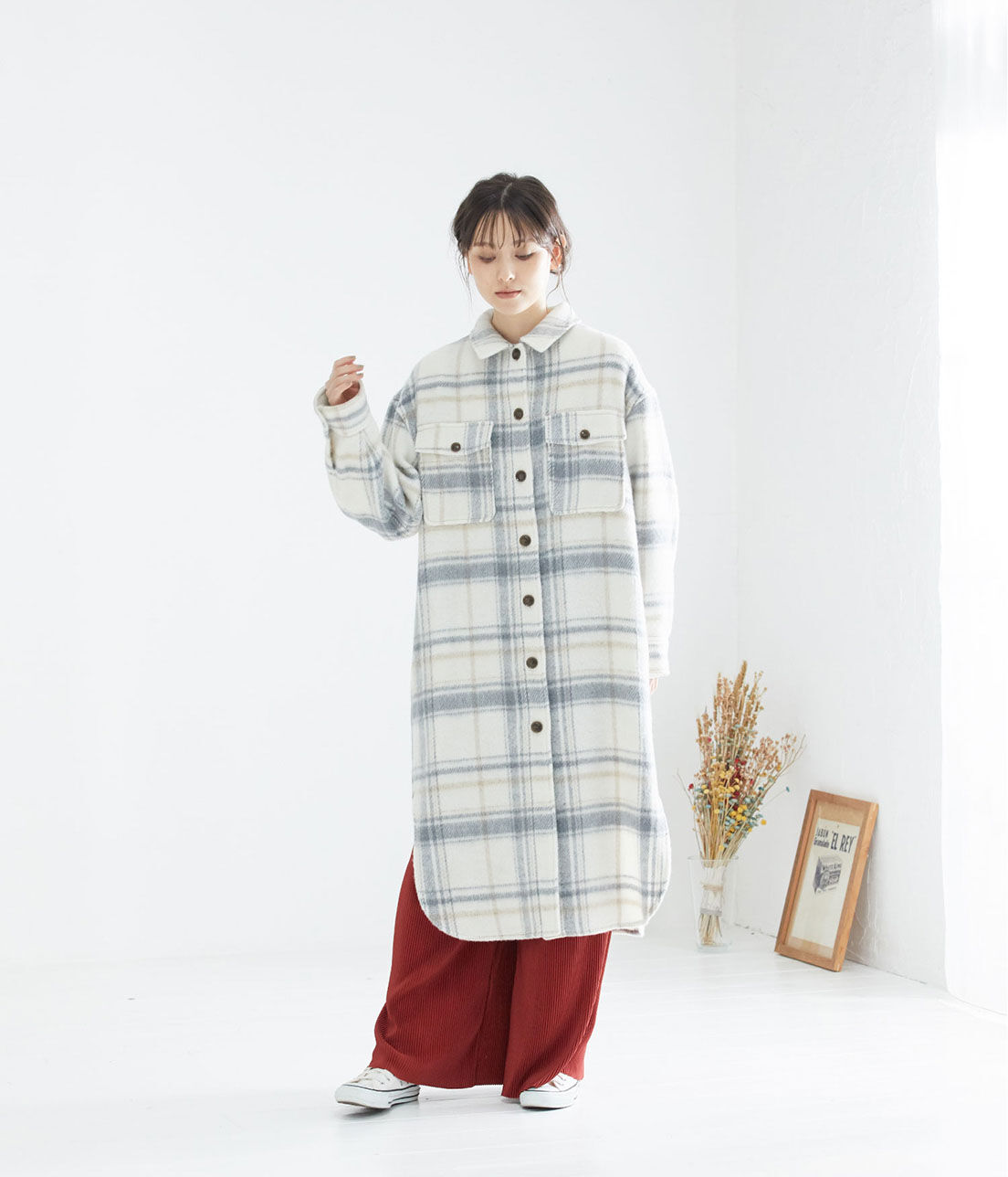 VIS「シャギーチェックCPOロングジャケット」|ミリタリージャケット|