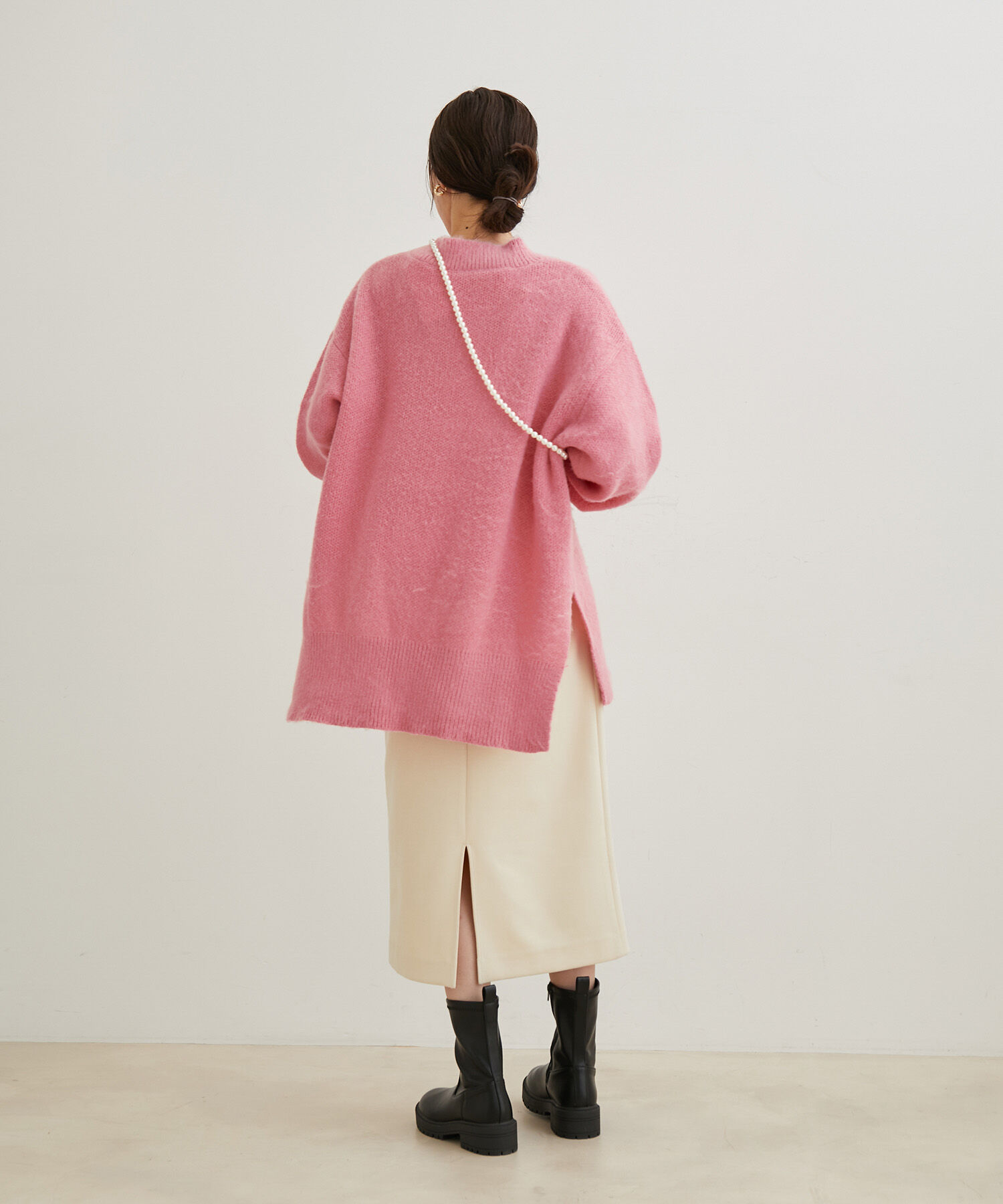 VIS「アート柄＆無地アソートふわふわVネックニット」|ニット・セーター|