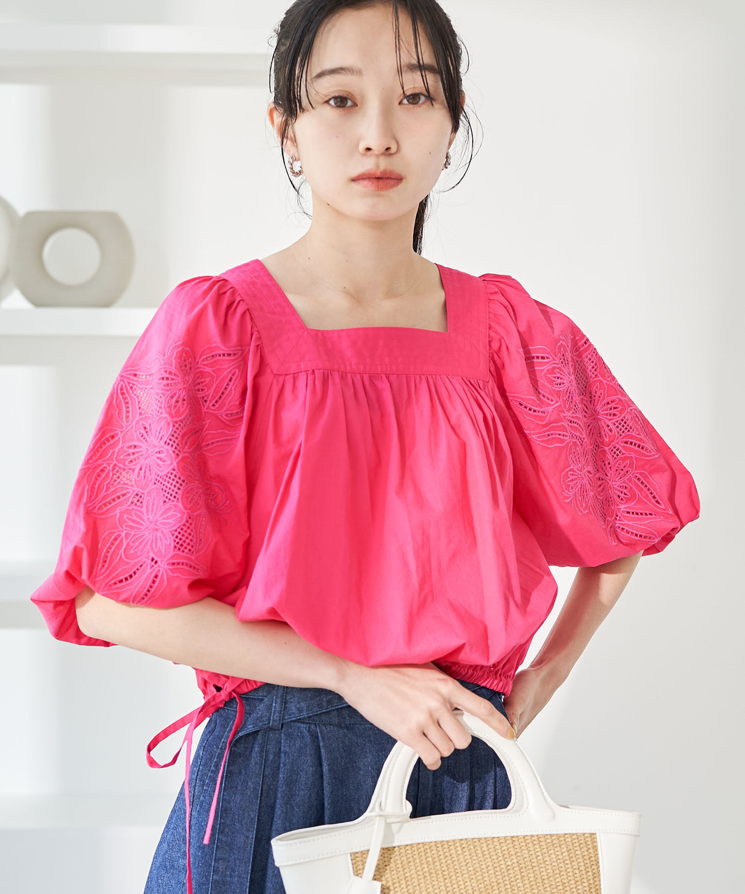 VIS「エンブロイダリーボリュームスリーブブラウス」|シャツ・ブラウス|ピンク系(65)