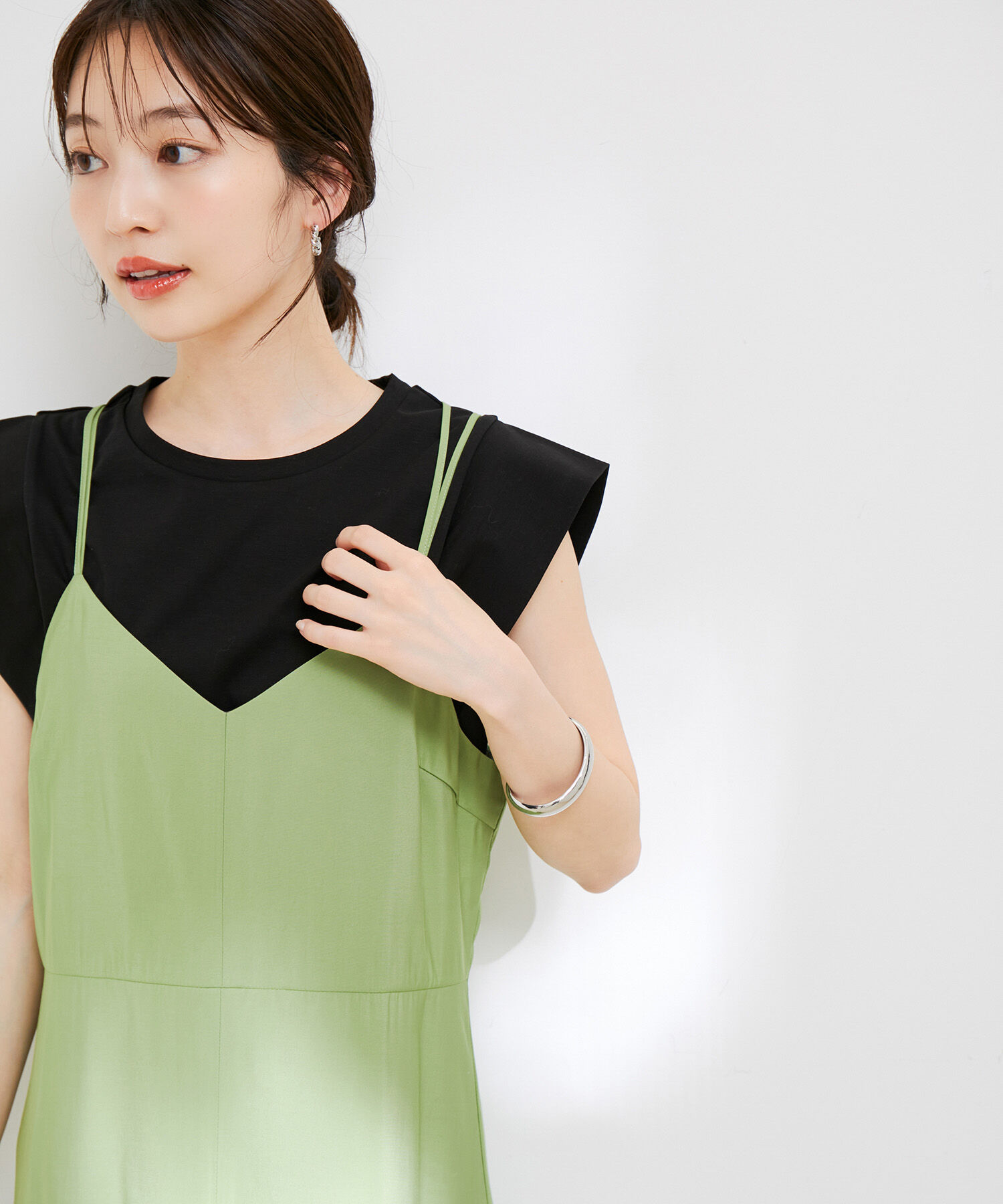 VIS「【接触冷感・洗える】シルケットフレンチスリーブトップス」|Tシャツ・カットソー|