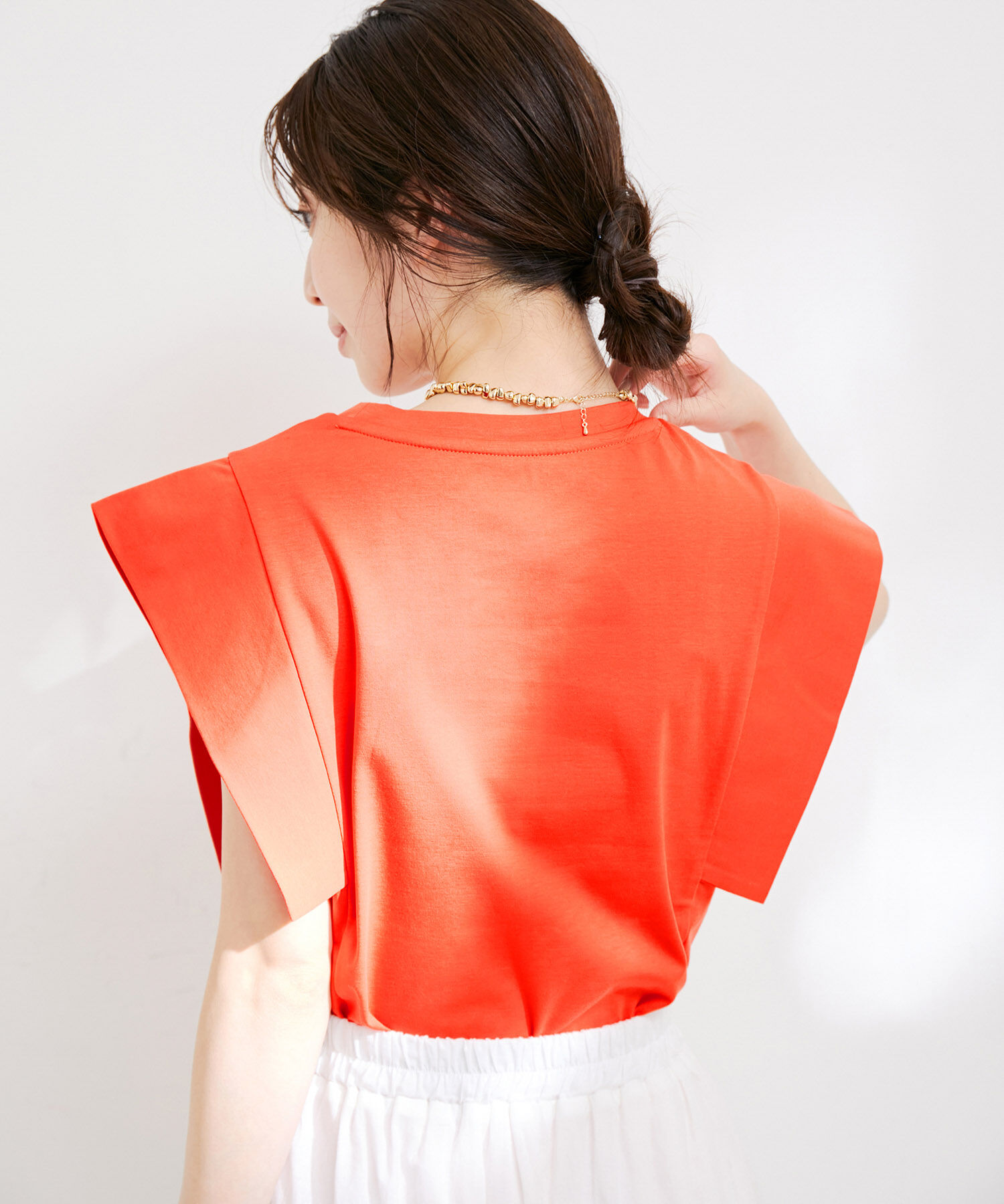 VIS「【接触冷感・洗える】シルケットフレンチスリーブトップス」|Tシャツ・カットソー|